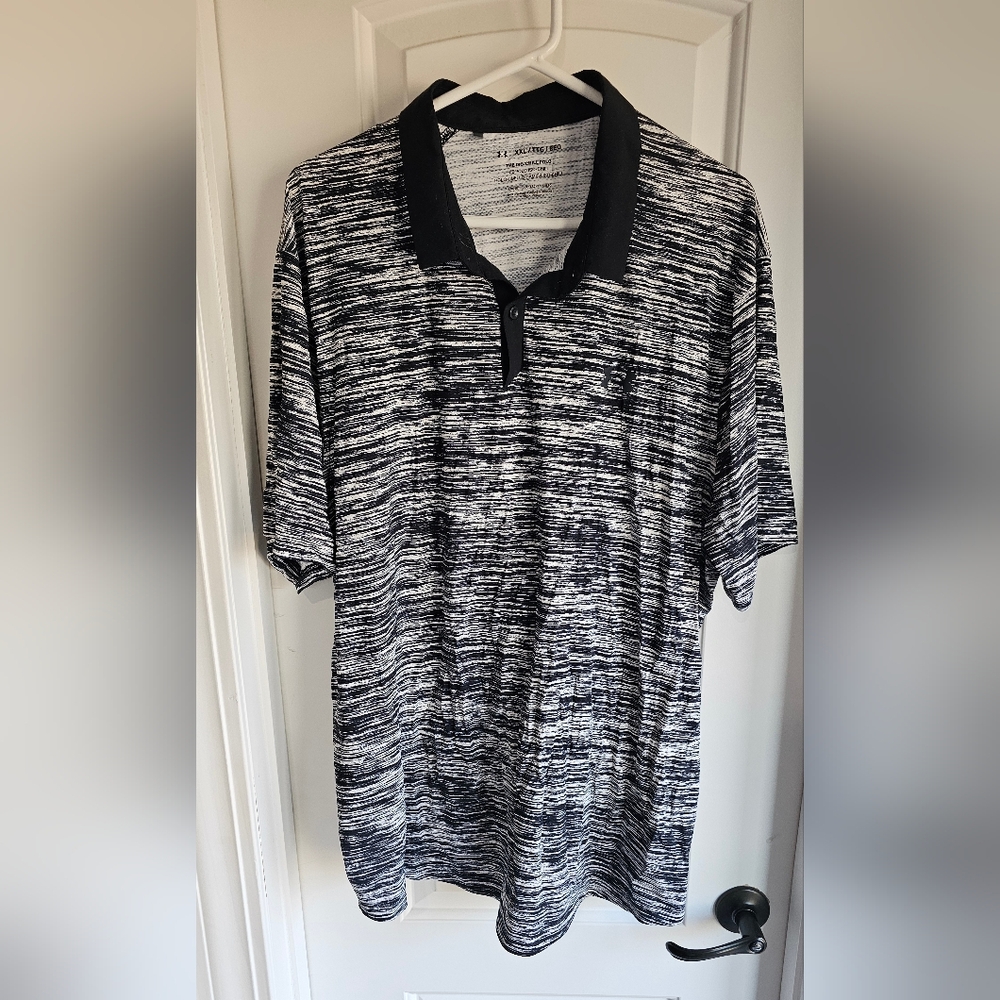 Under Armour Black and White Patterned Polo Shirt